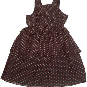 Trina Turk Navy Floral Dress Womens Medium Sleeveless Ruffle Skirt